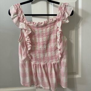 Old Navy Pink and White Checkered Top